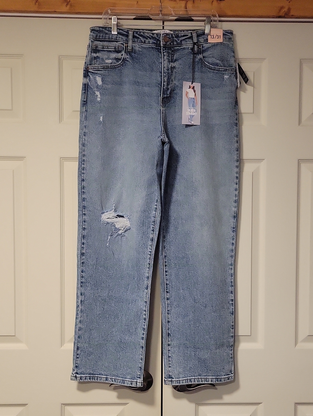 Celebrity Pink Ultra Hi-Rise Skater Straight Light Blue Distressed Women's Jeans